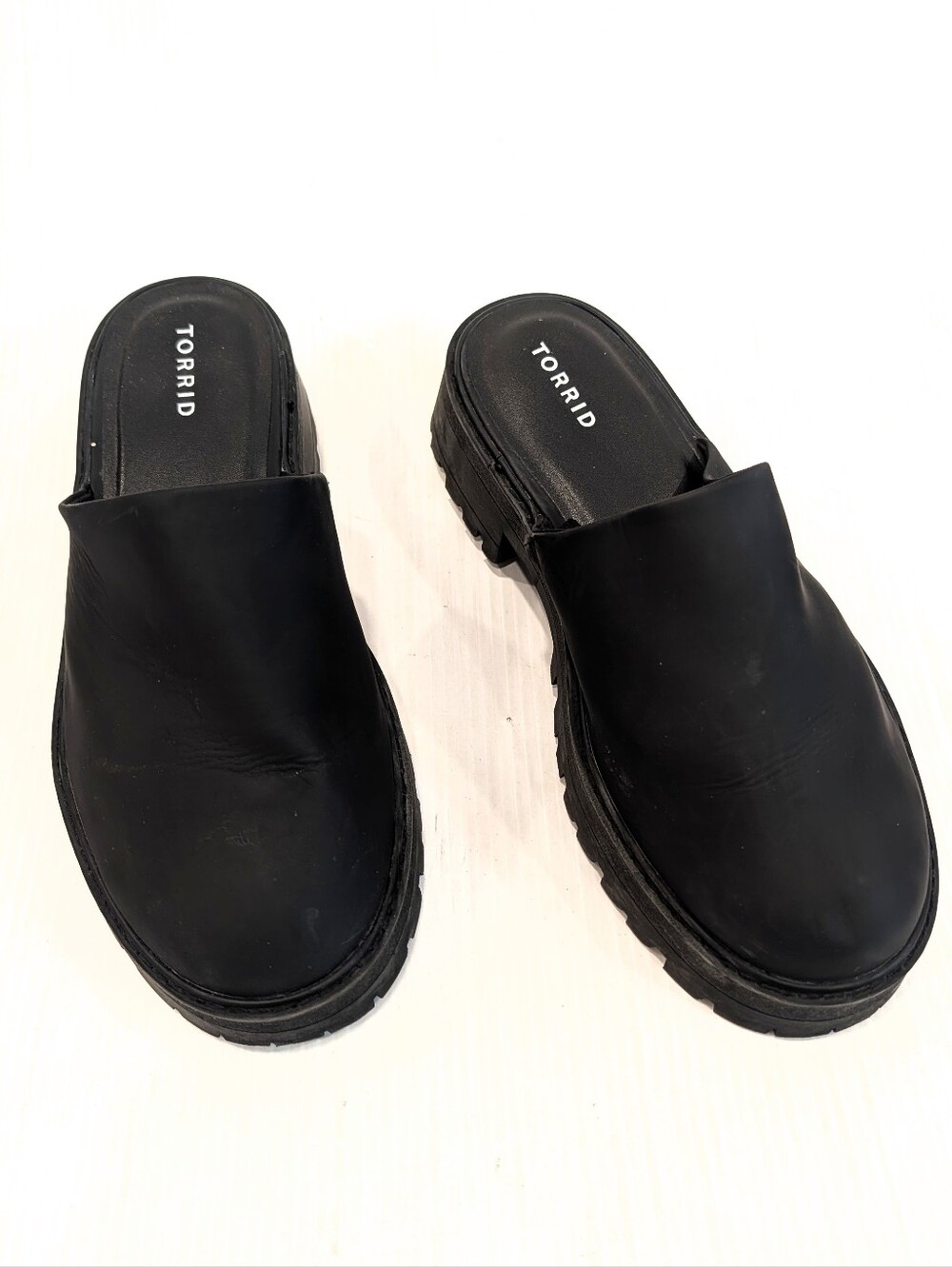 TORRID Women's Black Slip-On Lug Sole Platform Mule Size 10.5ww
